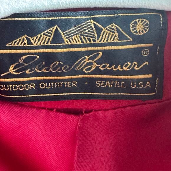 Vintage Eddie Bauer Toggle Button Duffle Coat Red Wool - Picture 9 of 10